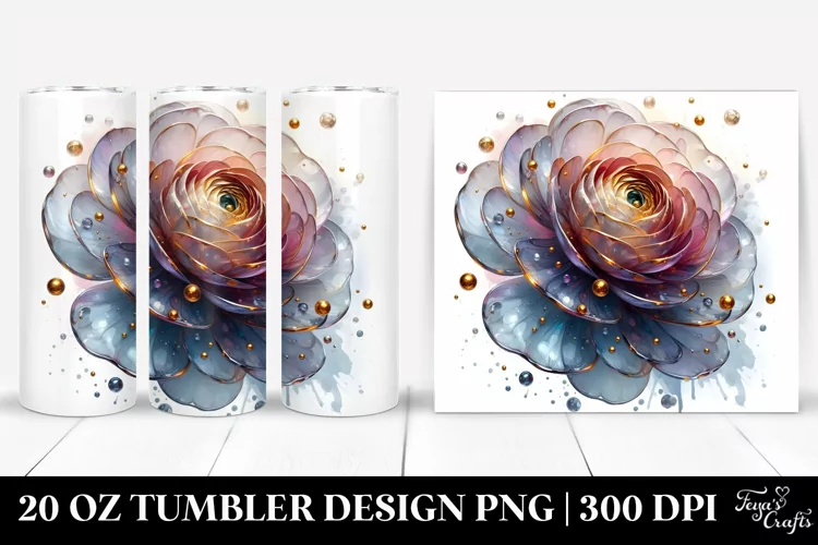 Abstract Ranunculus with Golden Insertions | 20 Oz Tumbler