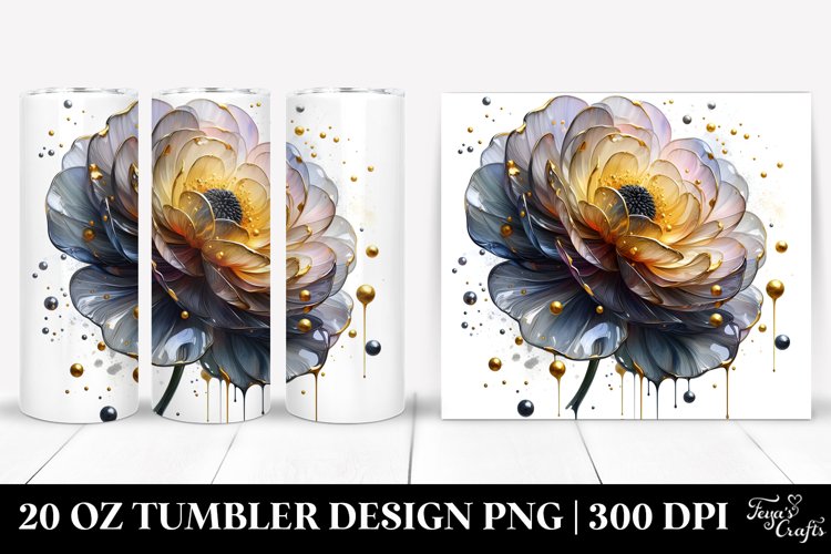 Abstract Ranunculus with Golden Insertions | 20 Oz Tumbler example image 1