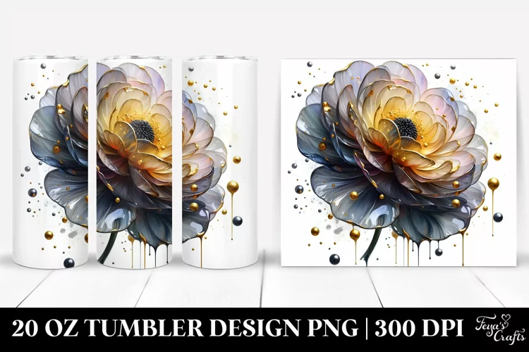 Abstract Ranunculus with Golden Insertions | 20 Oz Tumbler
