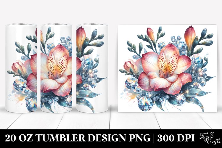 Shiny Diamond Freesia with Watercolor Splash | 20 Oz Tumbler example image 1
