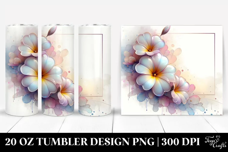 Glossy Primrose Watercolor Splash 20 Oz Tumbler