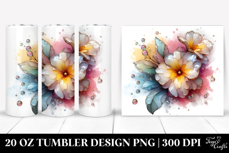 Glossy Primrose Watercolor Splash 20 Oz Tumbler example image 1
