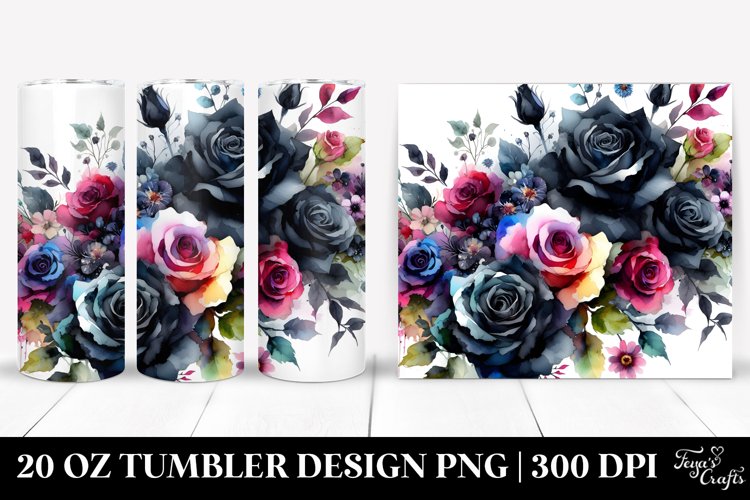 Vibrant Black Roses Tumbler