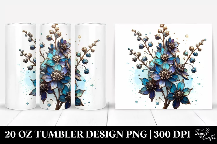Detailed Delphinium Stained | 20 Oz Tumbler