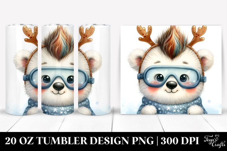 Enthusiastic Polar Bear Cub, Watercolor 20 Oz Tumbler example image 1