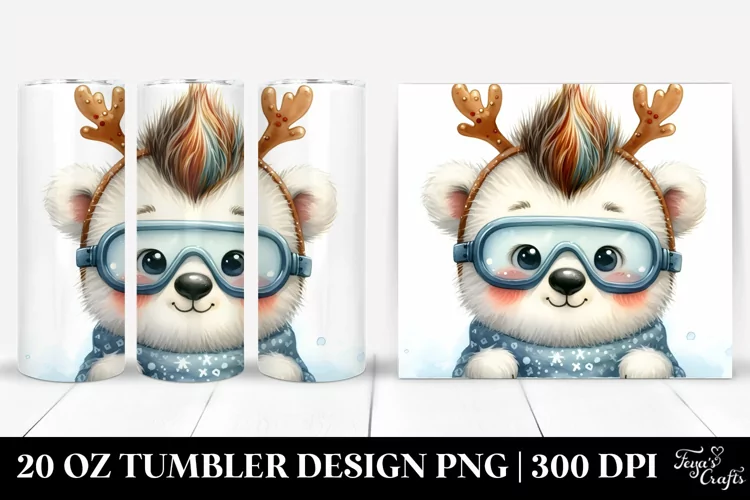 Enthusiastic Polar Bear Cub, Watercolor 20 Oz Tumbler