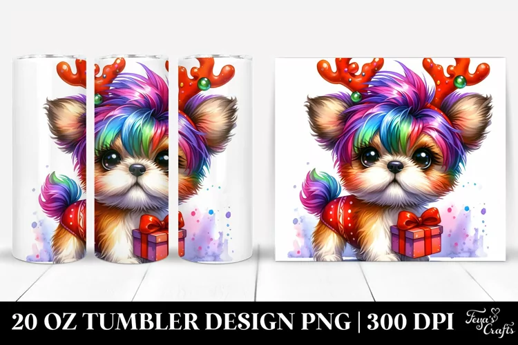 Baby Mastiff with Reindeer Horns 20 Oz Tumbler