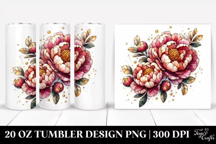 Detailed Wooden Peonies | 20 Oz Tumbler