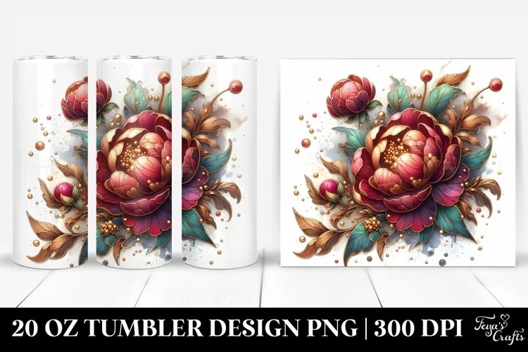 Detailed Wooden Peonies | 20 Oz Tumbler