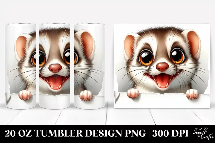 Cute Crazy Looking Watercolor Weasel | 20 Oz Tumbler