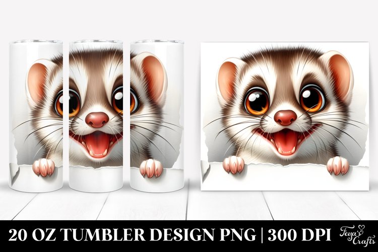 Cute Crazy Looking Watercolor Weasel | 20 Oz Tumbler example image 1