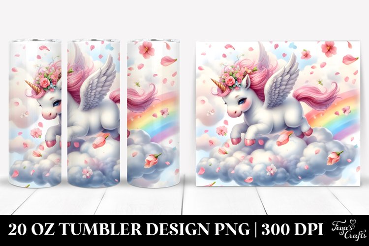 Baby Unicorn Tumbling Spring Petals | 20 Oz Tumbler