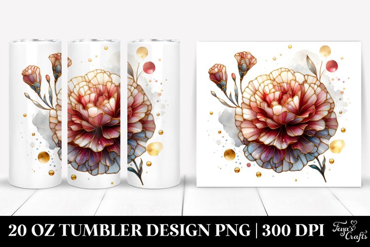 Stained Carnation with Golden Insertions | 20 Oz Tumbler example image 1