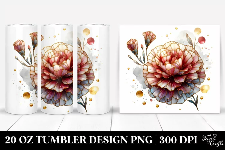 Stained Carnation with Golden Insertions | 20 Oz Tumbler