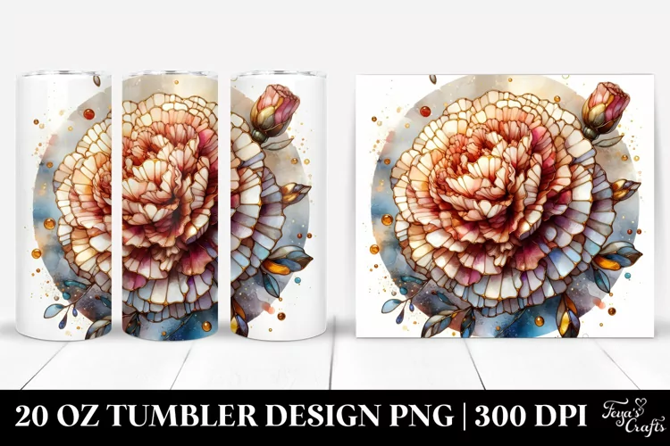 Stained Carnation with Golden Insertions | 20 Oz Tumbler