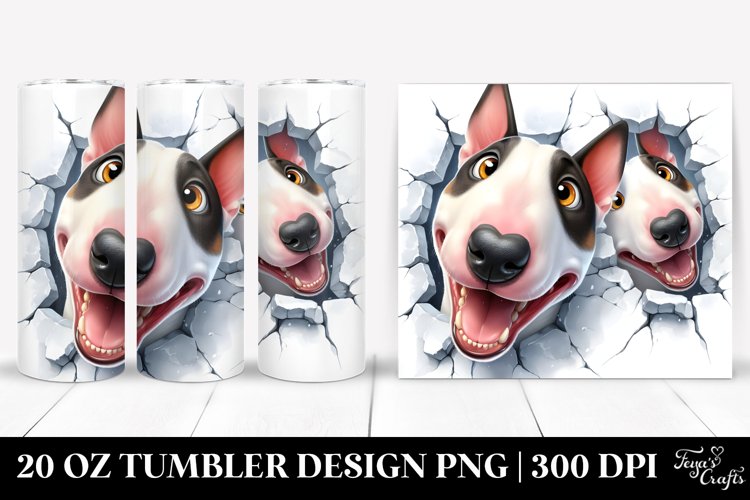 Cute Crazy Bull Terrier Tumbler example image 1