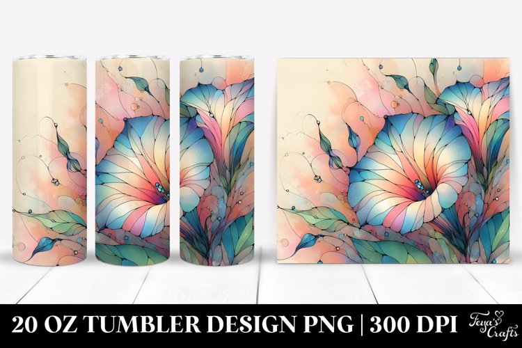 Wooden Morning Glory Watercolor Splash 20 Oz Tumbler example image 1