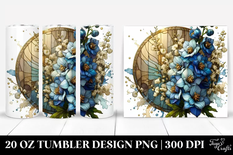 Detailed Stained Delphinium | 20 Oz Tumbler