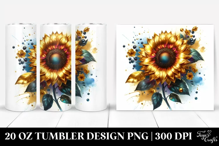Glossy Sunflower Shiny Material | 20 Oz Tumbler