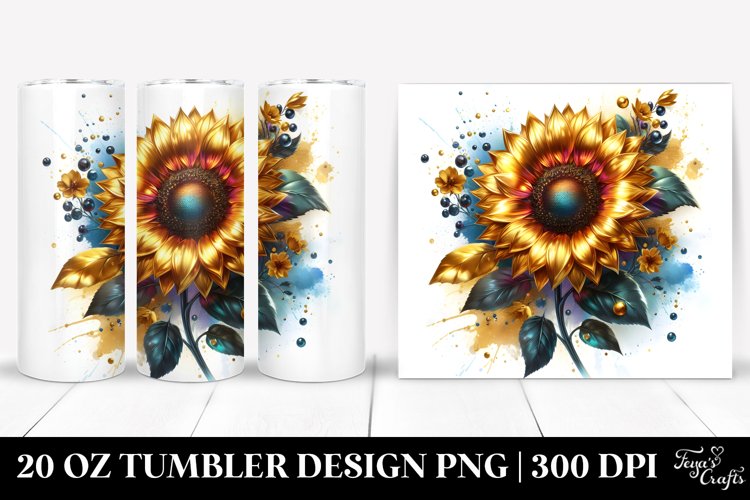 Glossy Sunflower Shiny Material | 20 Oz Tumbler example image 1