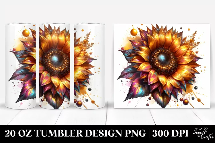 Glossy Sunflower Shiny Material | 20 Oz Tumbler