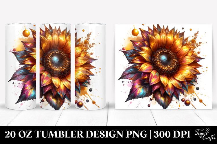 Glossy Sunflower Shiny Material | 20 Oz Tumbler example image 1