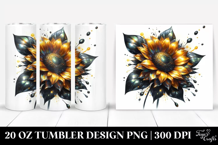 Glossy Sunflower Shiny Material | 20 Oz Tumbler