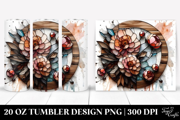 Abstract Stained Peonies | 20 Oz Tumbler example image 1