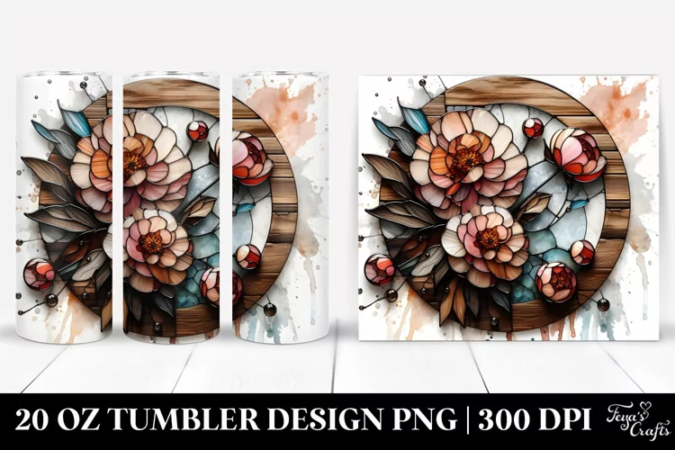 Abstract Stained Peonies | 20 Oz Tumbler