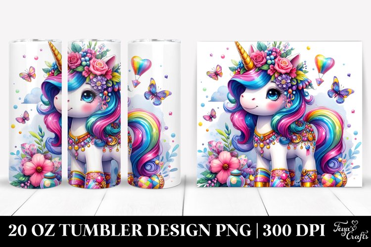 Dressed Cute Unicorn Vibrant Drawing | 20 oz Tumbler