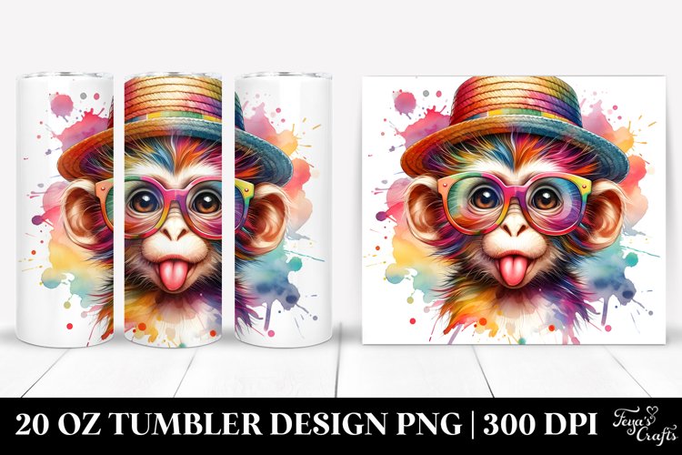 Colorful Baby Monkey with Sun es | 20 oz Tumbler