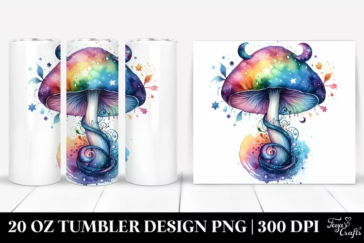 Colorful Magical Mushroom Watercolor Splash | 20 Oz Tumbler