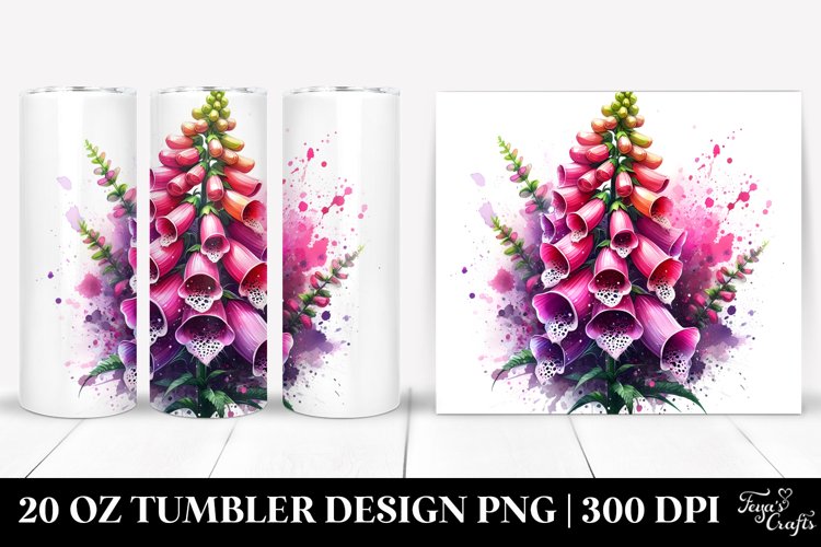 Shiny Foxglove Watercolor Splash | 20 oz Tumbler example image 1