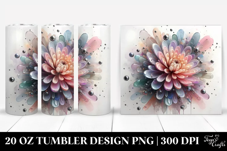 Glossy Chrysanthemum with Metallic Insertions 20 Oz Tumbler