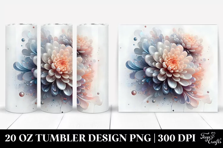 Glossy Chrysanthemum with Metallic Insertions 20 Oz Tumbler