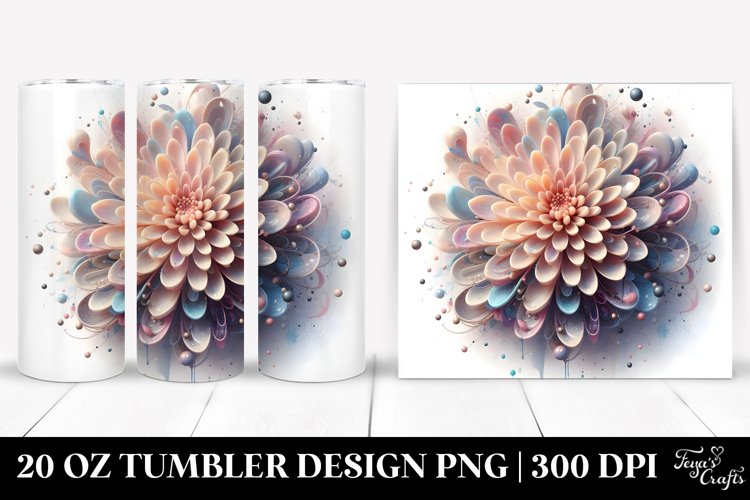 Chrysanthemum Watercolor Splash 20 Oz Tumbler example image 1