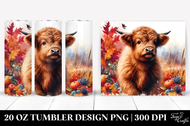 Abstract Watercolor Highland Cow. 20 oz Tumbler Design