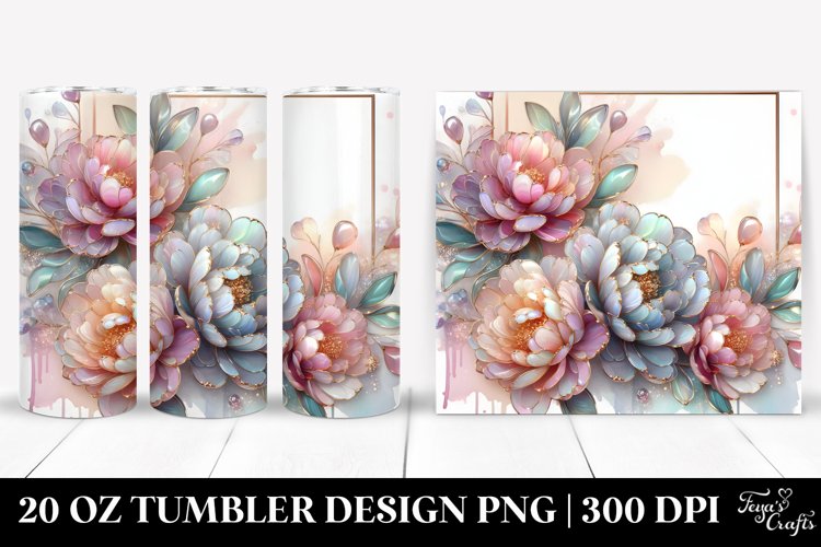 Shiny Peonies | 20 oz Tumbler example image 1