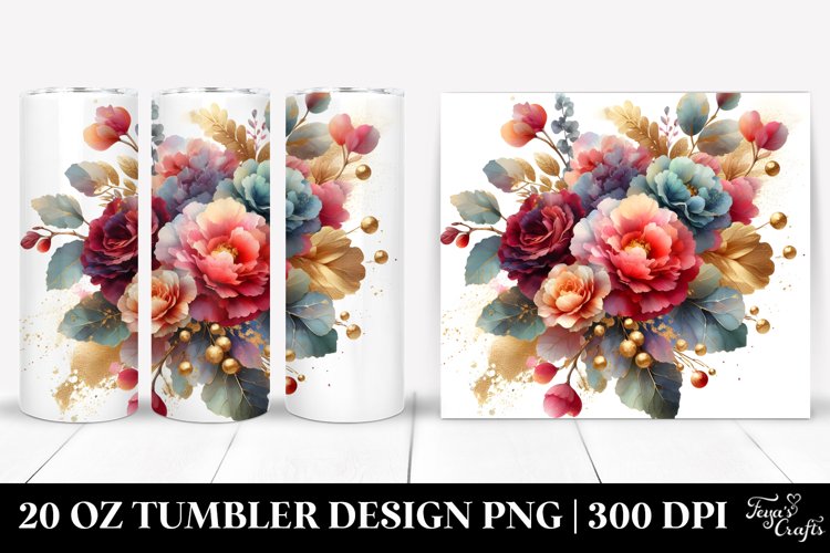 Abstract Bouquet with Gold Foil | 20 Oz Tumbler example image 1