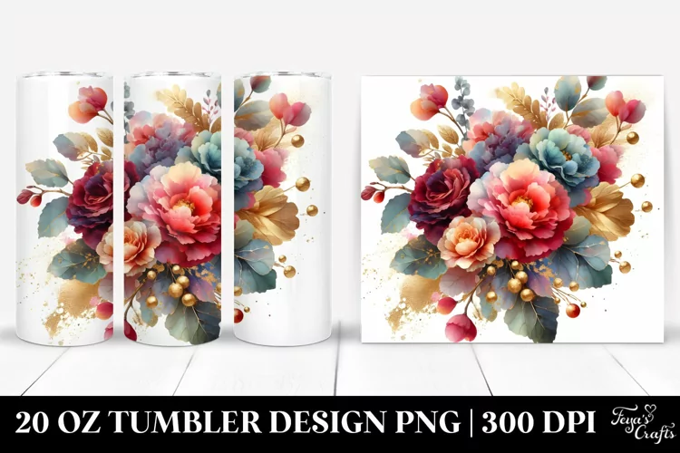 Abstract Bouquet with Gold Foil | 20 Oz Tumbler