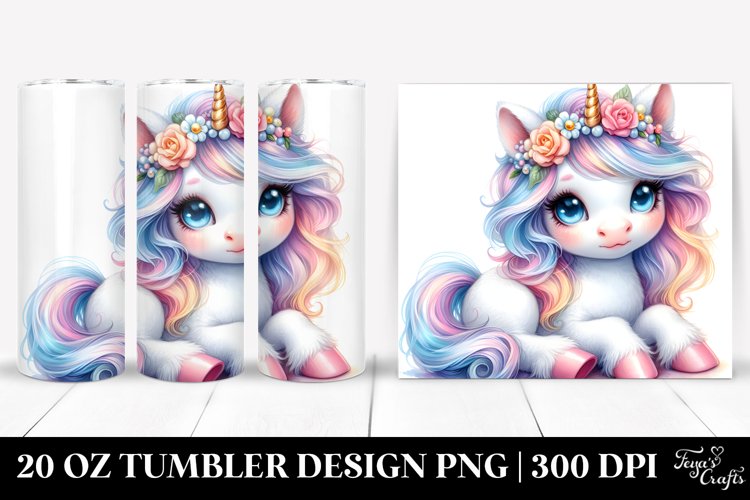 Whimsical Baby Unicorn | 20 Oz Tumbler example image 1