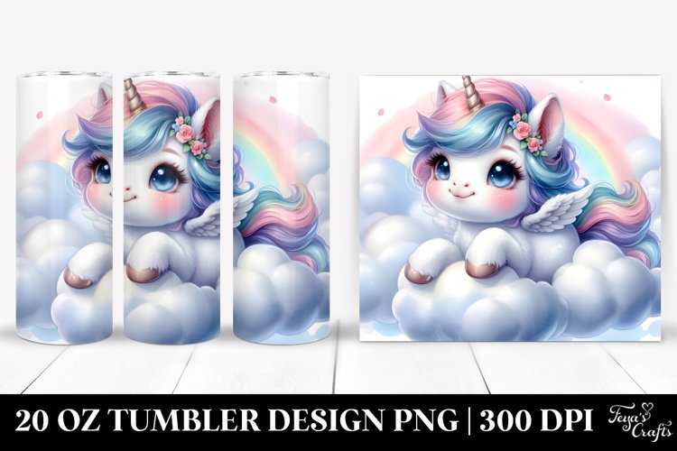 Watercolor Baby Unicorn Spring Petals | 20 oz Tumbler
