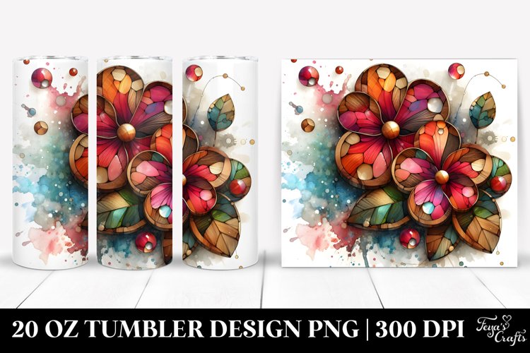 Abstract Wooden Stained Impatiens | 20 oz Tumbler example image 1