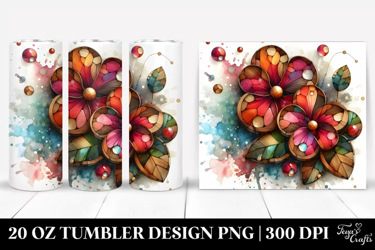 Abstract Wooden Stained Impatiens | 20 oz Tumbler