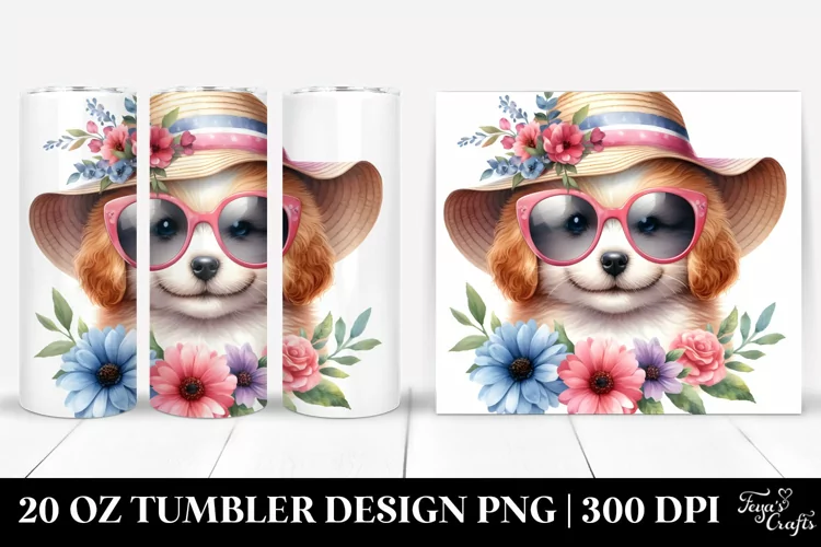 Colorful Watercolor Cute Baby Puppy | 20 oz Tumbler