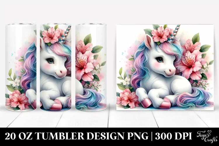 Watercolor Pastel Cute Baby Unicorn | 20 oz Tumbler