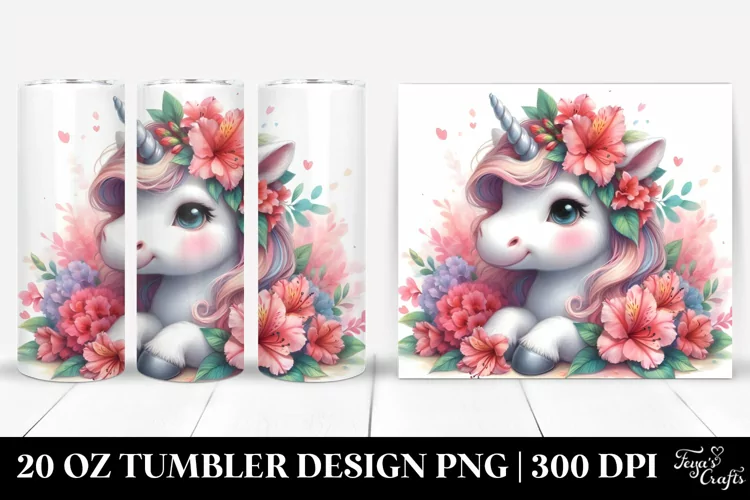 Watercolor Pastel Cute Baby Unicorn | 20 oz Tumbler