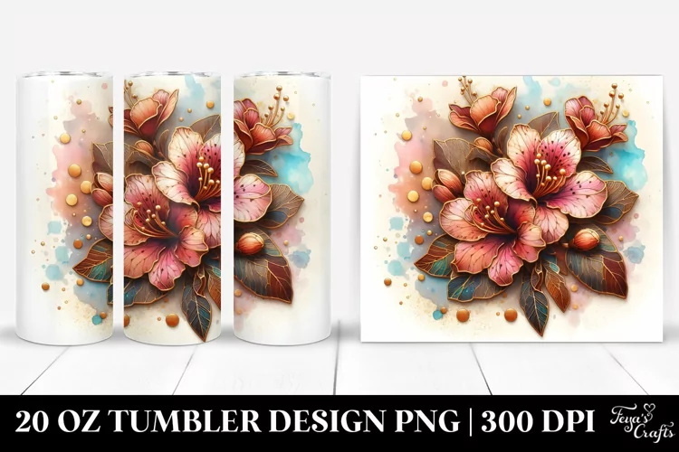 Detailed Wooden Stained Azalea | 20 oz Tumbler