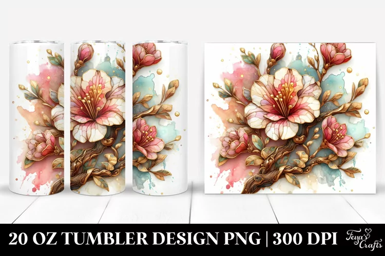 Detailed Wooden Stained Azalea | 20 oz Tumbler