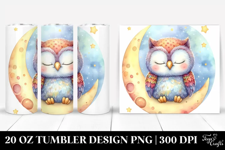Colorful Watercolor Cute Baby Owl | 20 oz Tumbler